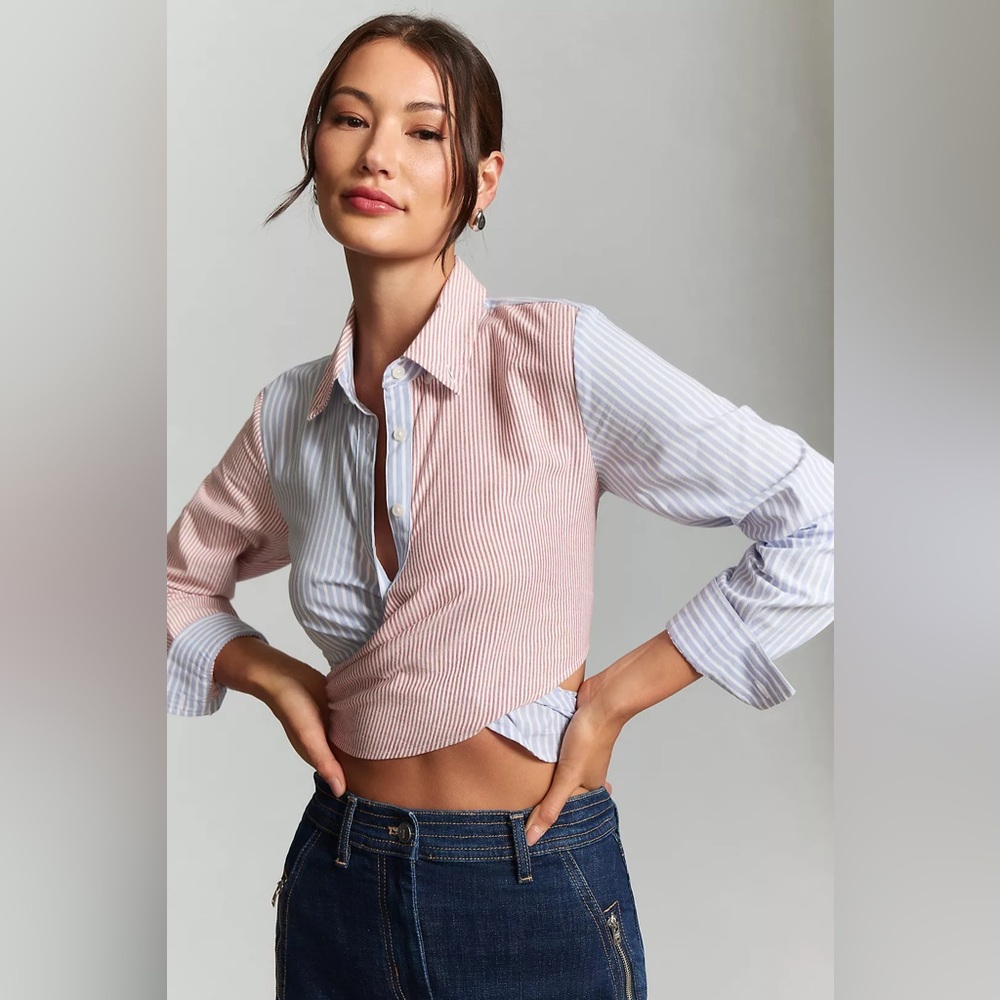 💖💖💖Anthropologie x Maeve // Two-Tone Wrap Shirt